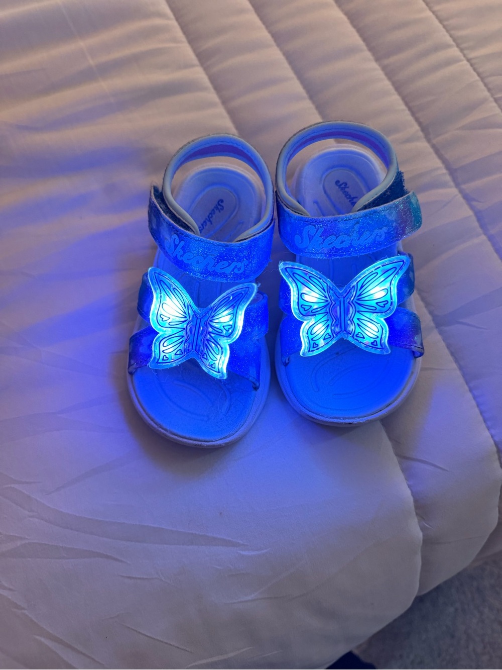 Skechers Girls Blue Light-Up Butterfly Sandals